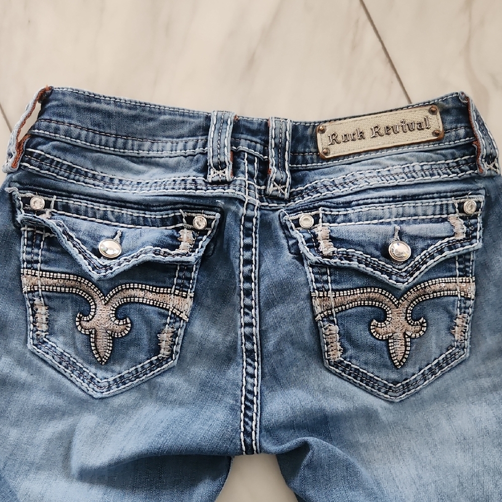 Rock Revival  ANGIE Women's Distressed Blue Jeans
